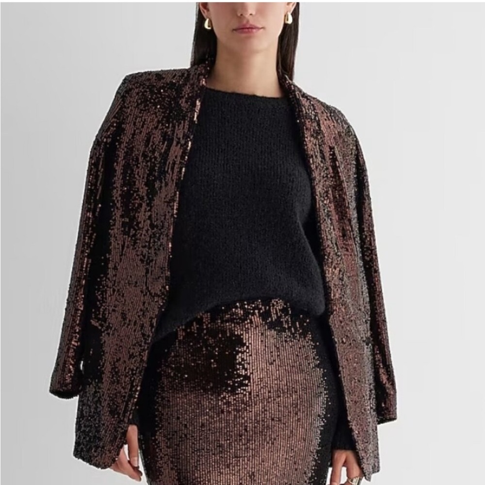 NWT Sequin Open Front Boyfriend Blazer